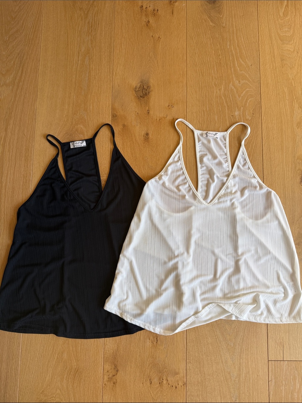 Free People Ribbed V-Neck Tank Top Duo - Black & White